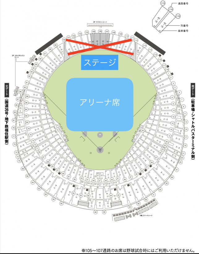 札幌ドームの座席表が一目でわかる 南ゲートと北ゲート 1塁側と3塁側 通路番号と座席番号について